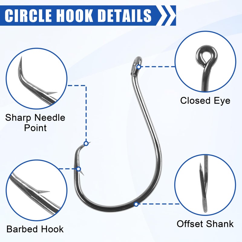 Shaddock Fishing Offset Circle Hooks Octopus Saltwater Fishing Hooks High Carbon Steel Fishing Gear Tackles for Freshwater Catfish Trout, Black, Size 7/0, 100pcs - Image 2